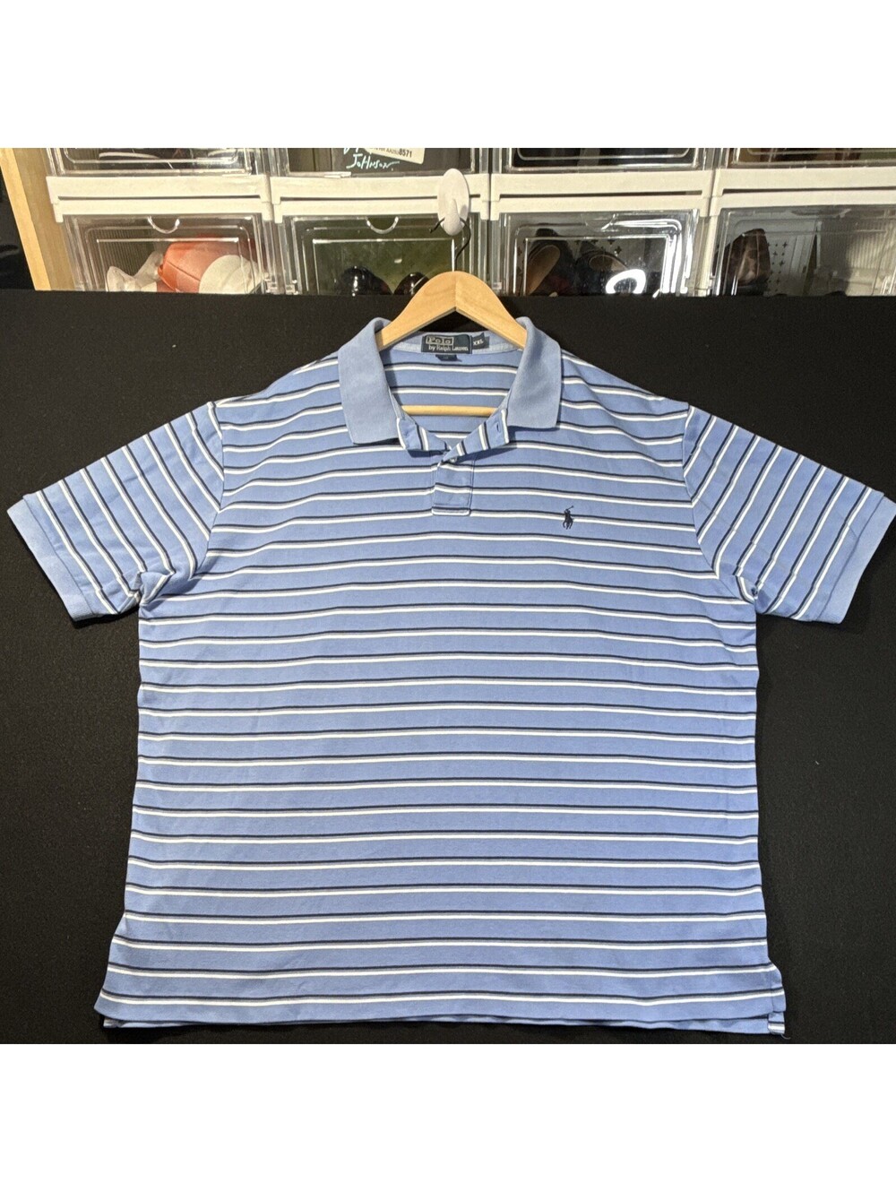 Polo Ralph Lauren Men’s Striped Knit Polo Shirt Blue/White/Navy XXL Logo Golf
